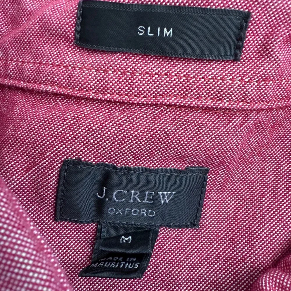 J.Crew Mens Slim Fit Oxford Button Down Shirt Red‎ Heather Medium Long Sleeve